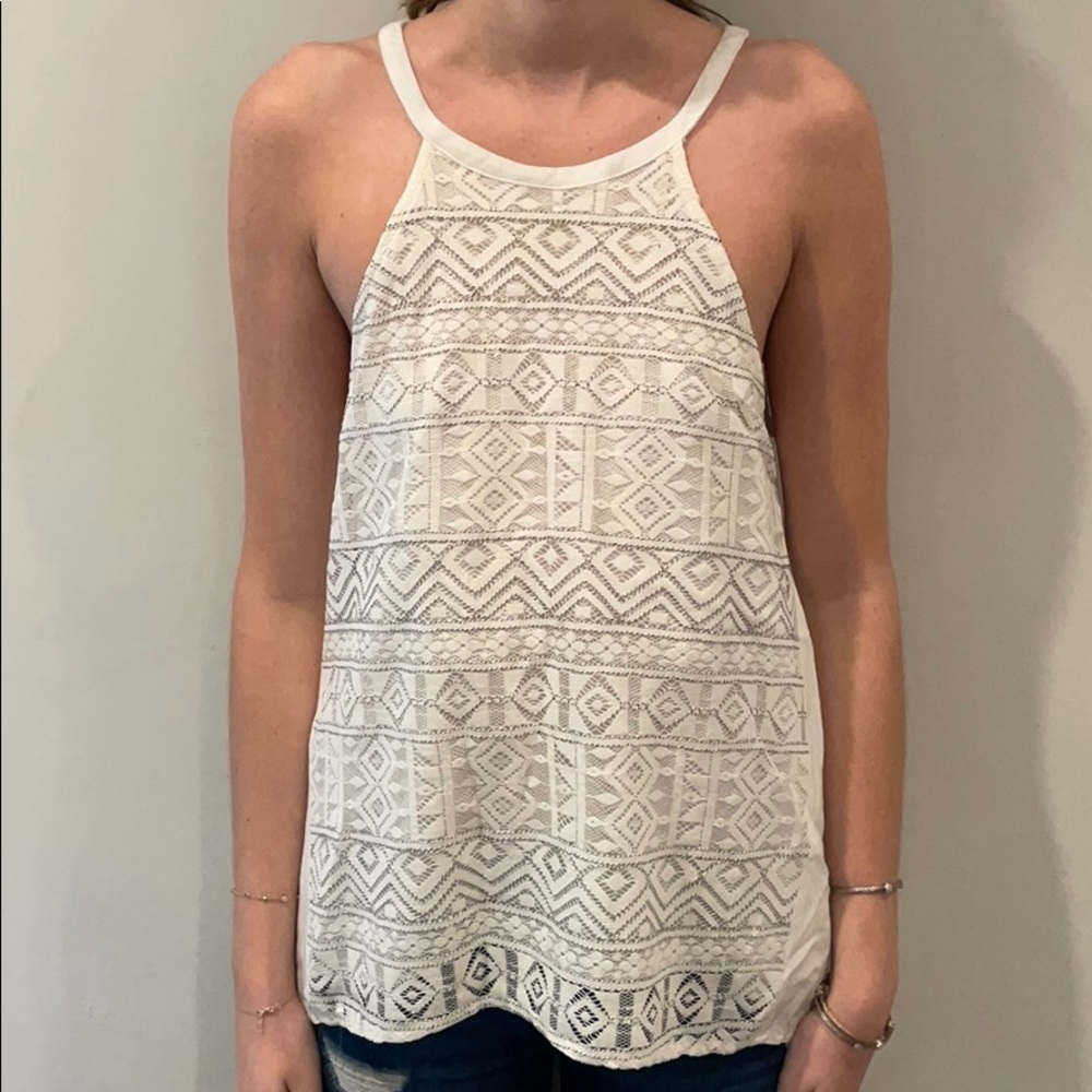 Ethereal off white tribal lace tank - Picture 2 of 8